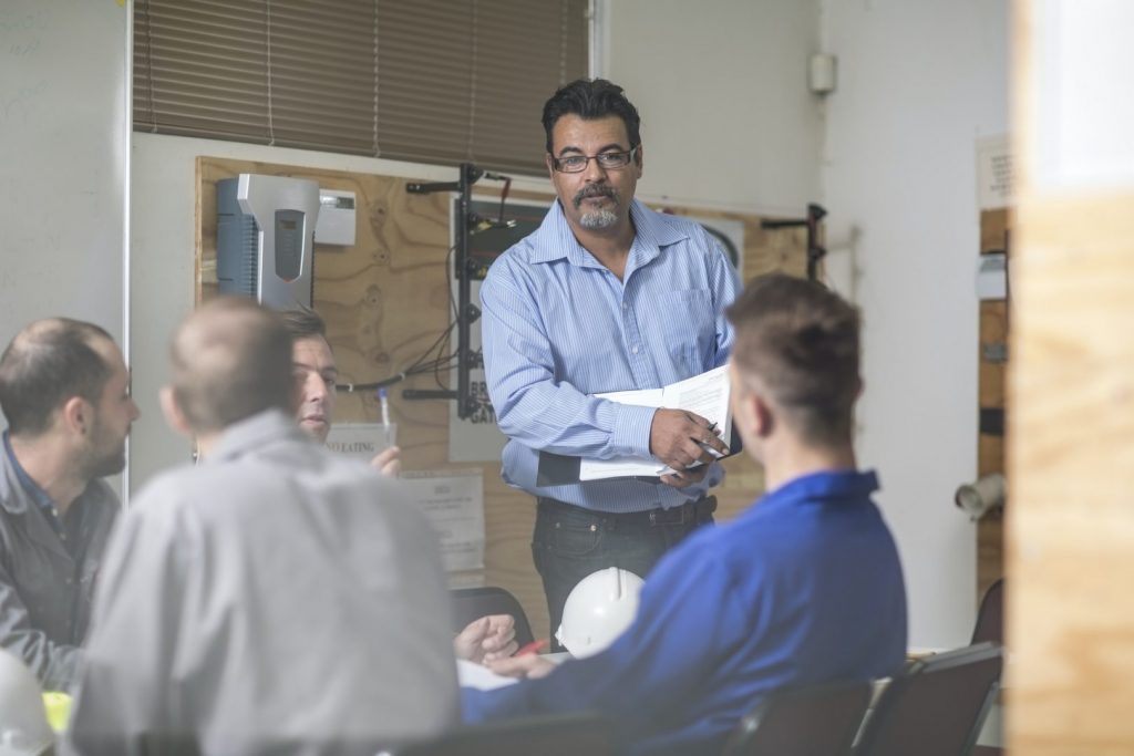 People attending electrician training